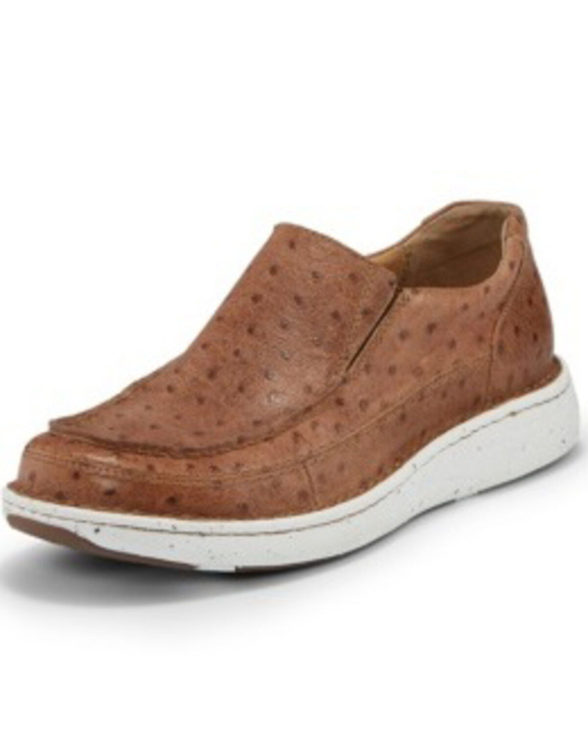Image #2 - Justin Men's Hazer Tan Full Quill Ostrich Print Shoes - Moc Toe, , hi-res