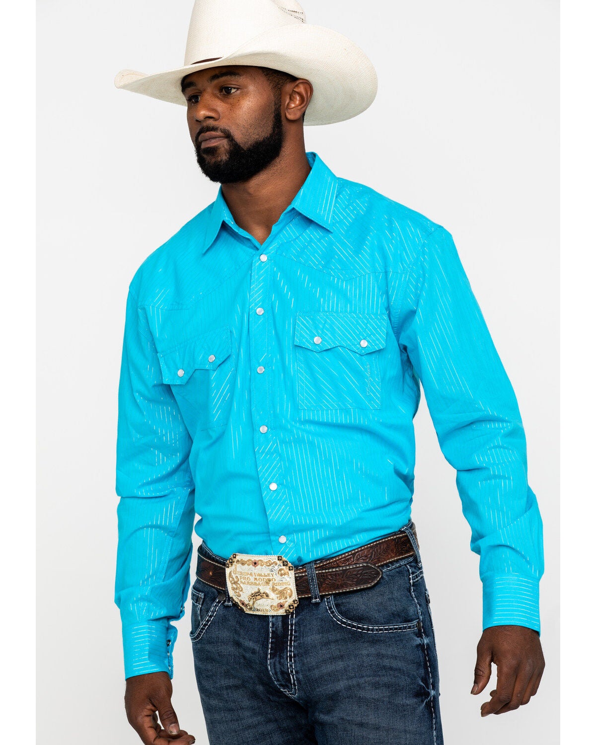 Resistol Men's Turquoise Sam Striped Long Sleeve Western Shirt | Boot Barn