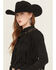 Image #3 - Idyllwind Women's McKinney Faux Suede Long Sleeve Fringe Top, Black, hi-res