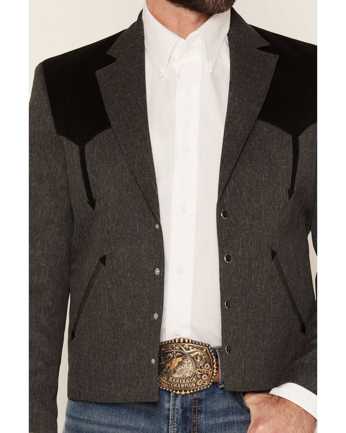 Image #3 - Circle S Men's Denali Snap Cropped Sportcoat, Charcoal, hi-res