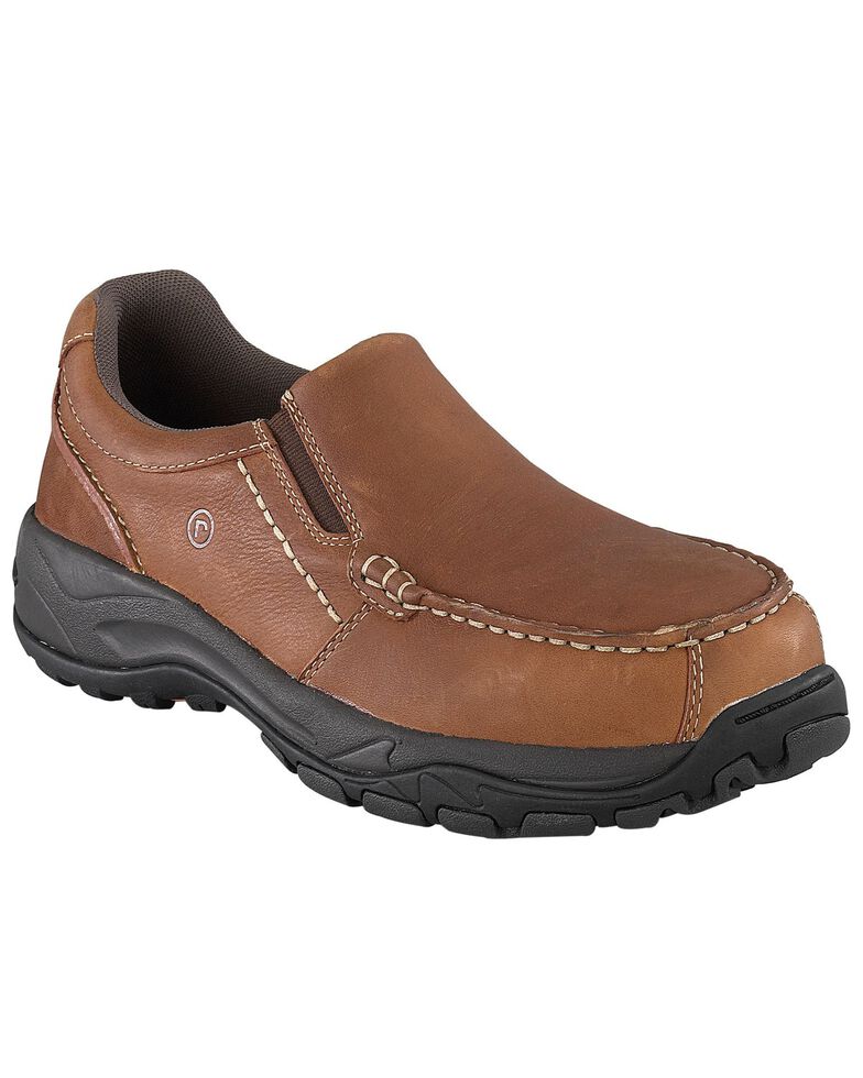 Rockport Works Men's Extreme Light Slip-On Oxford Work Shoes - Composite Toe, Brown, hi-res