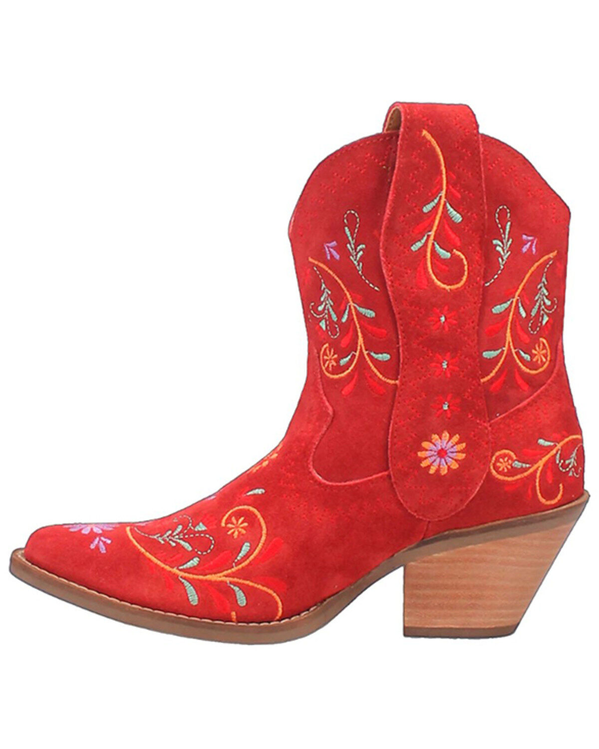 Image #3 - Dingo Women's Sugar Bug Suede Fashion Booties - Round Toe, Red, hi-res