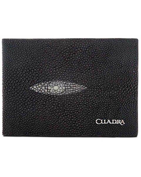 Cuadra Men's Exotic Stingray Bi-Fold Wallet, Black, hi-res