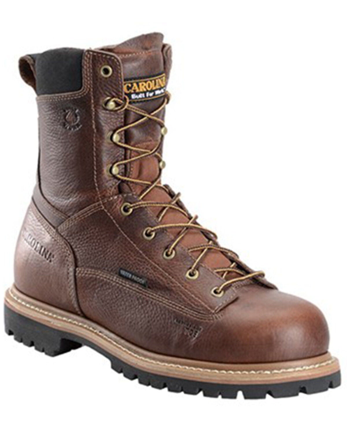 Carolina Men's 8" Waterproof Lace to Toe Comp Work Boots - Soft Toe, Medium Brown, hi-res