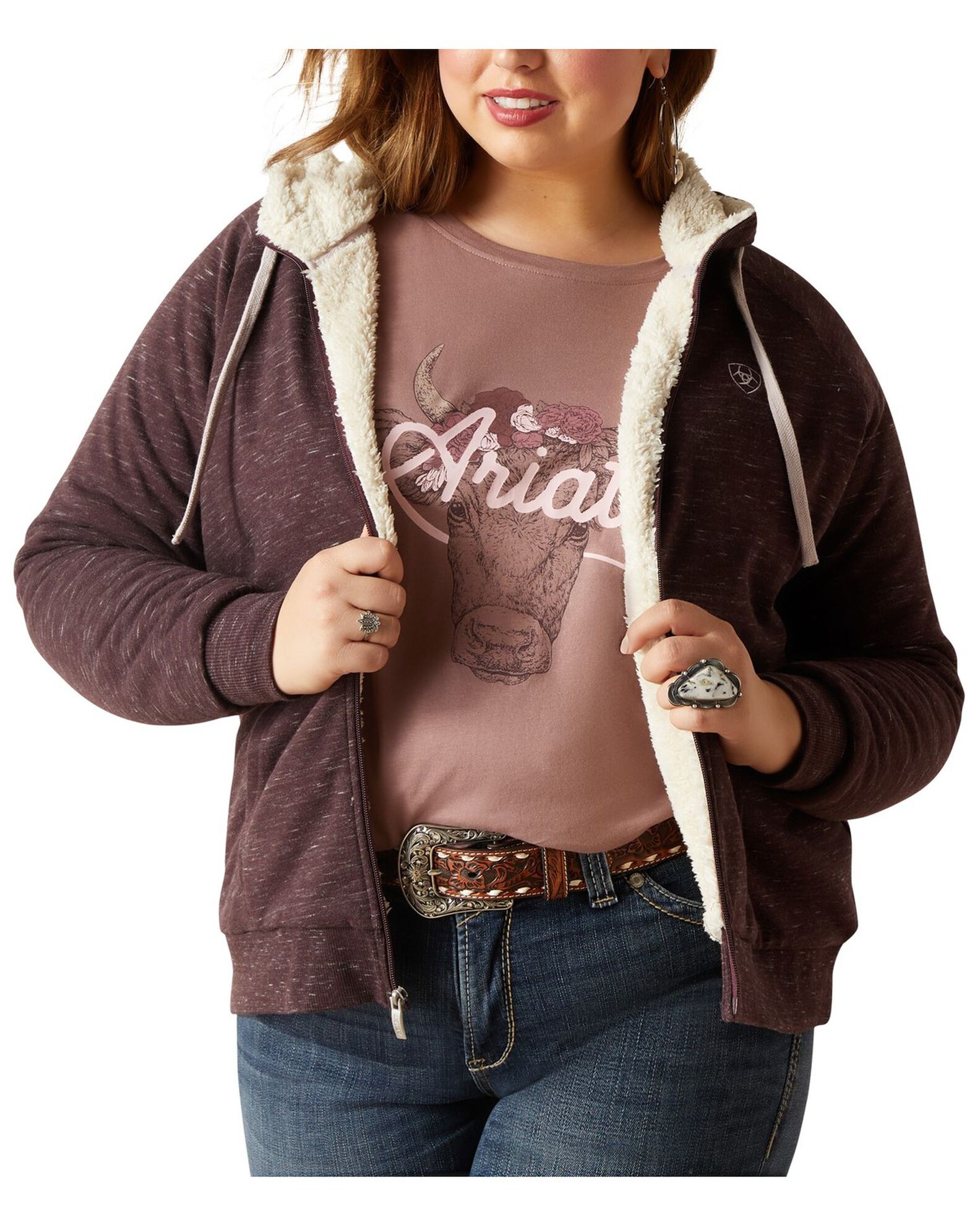 Sherpa lined full store zip hoodie women's