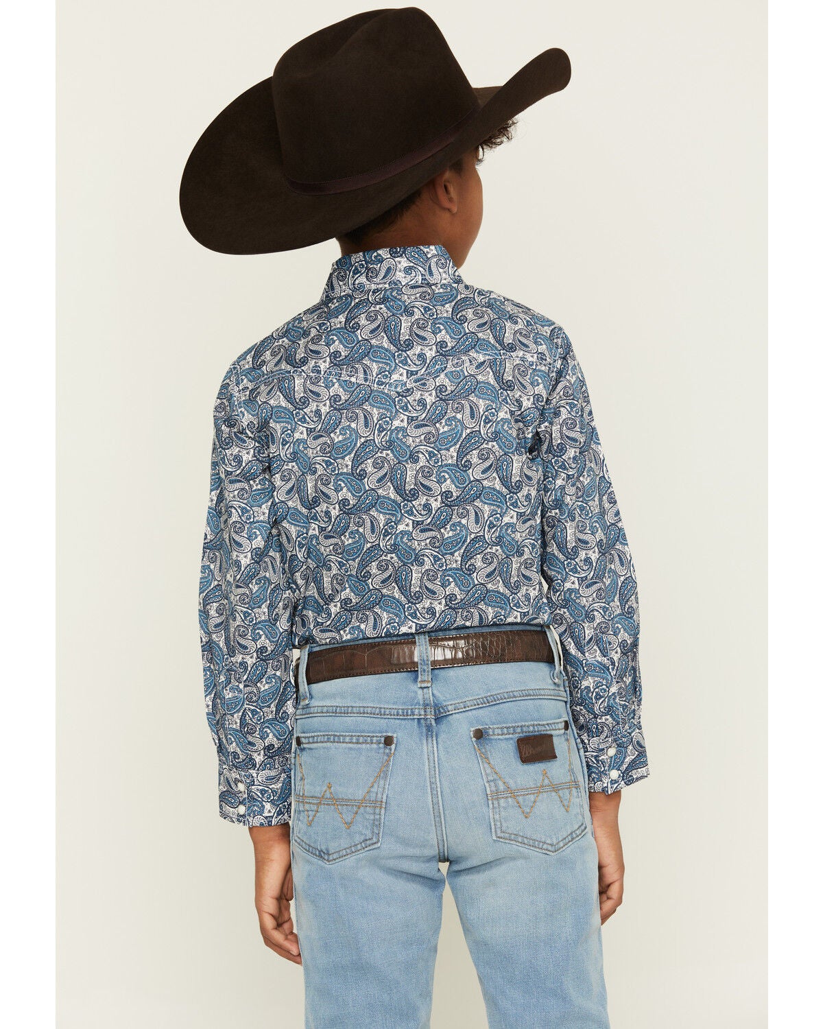 Image #4 - Wrangler 20X Boys' Paisley Print Long Sleeve Snap Stretch Western Shirt, White, hi-res