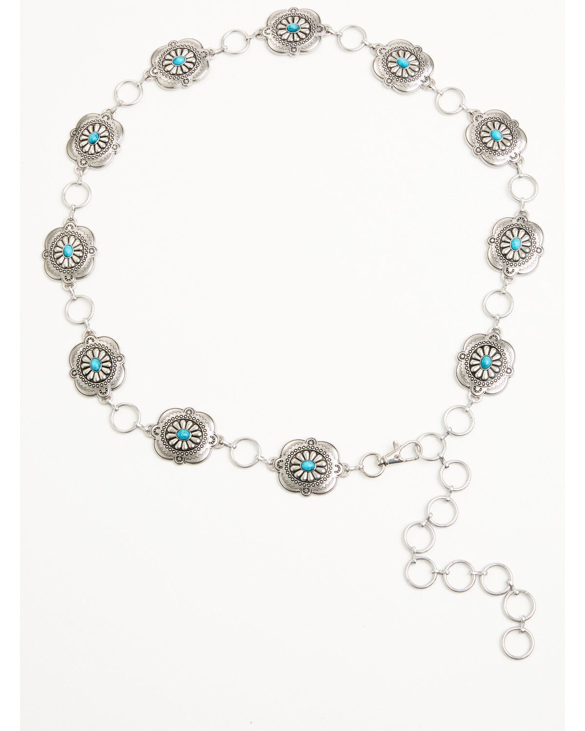 Image #2 - Shyanne Women's Southwestern Floral Medallion Chain Concho Belt, Silver, hi-res