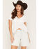 Image #1 - Angie Women's Flutter Sleeve Ruffle Top, White, hi-res