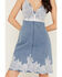 Image #3 - Blue B Women's Boot Barn Exclusive Lace Trim Sleeveless Denim Mini Dress, Medium Wash, hi-res