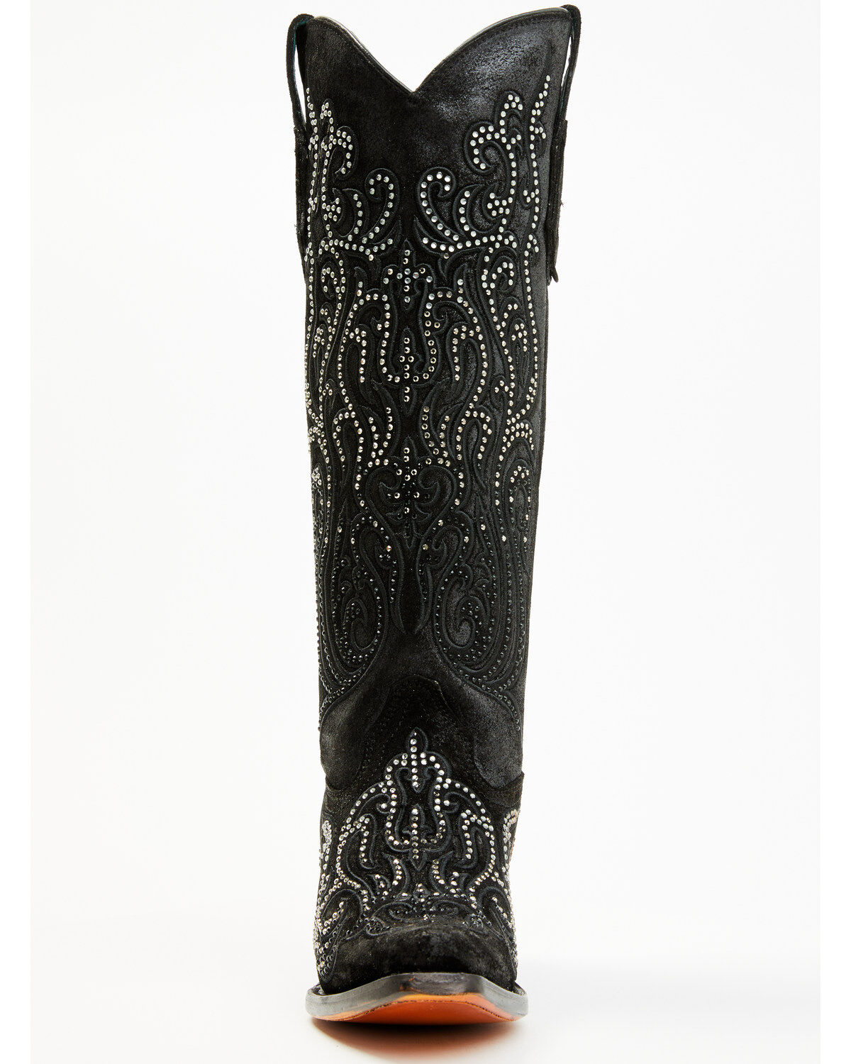 Image #4 - Corral Women's Crystal Embroidered Tall Western Boots - Snip Toe, Black, hi-res