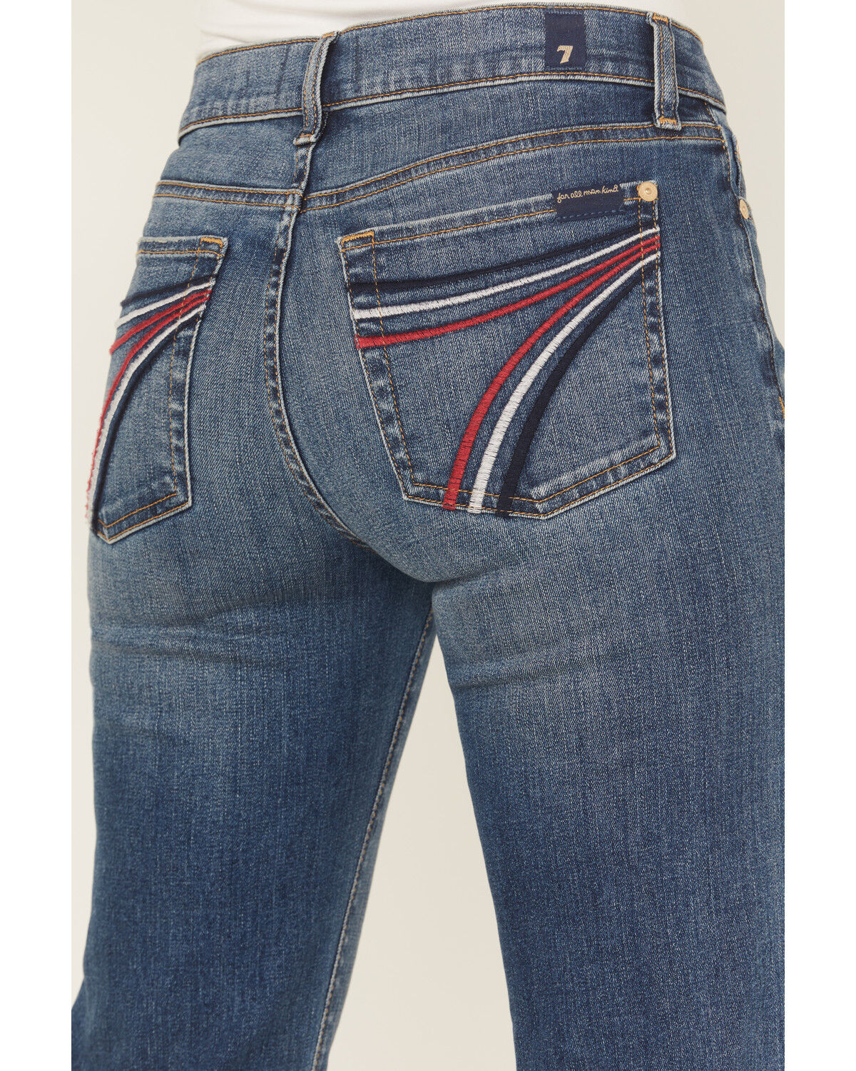 Image #2 - 7 For All Mankind Women's Medium Wash Royalty Mid Rise Trouser Stretch Denim Jeans, Medium Wash, hi-res