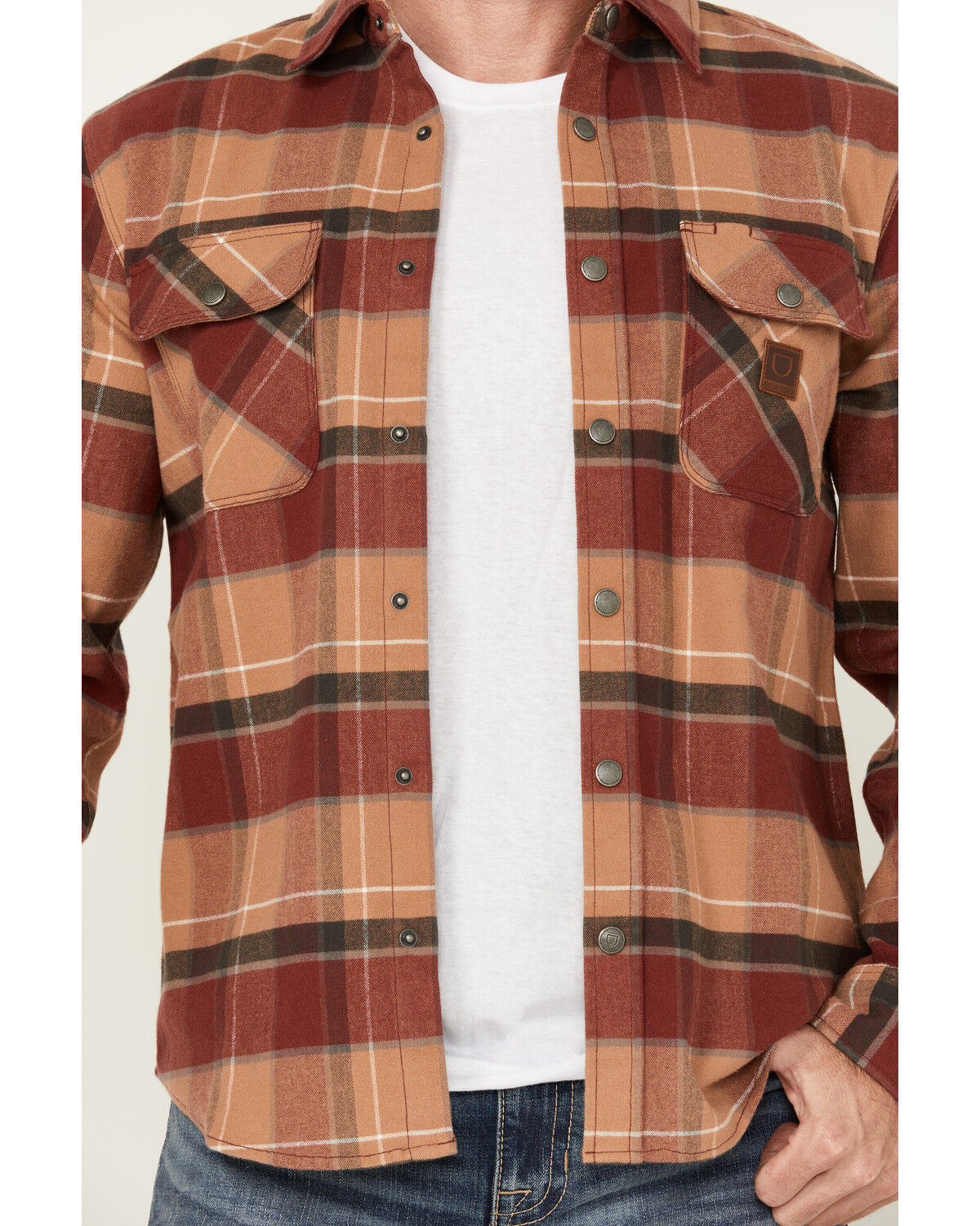 Image #3 - Brixton Men's Bowery Heavyweight Plaid Print Long Sleeve Snap Stretch Flannel Shirt, Grey, hi-res