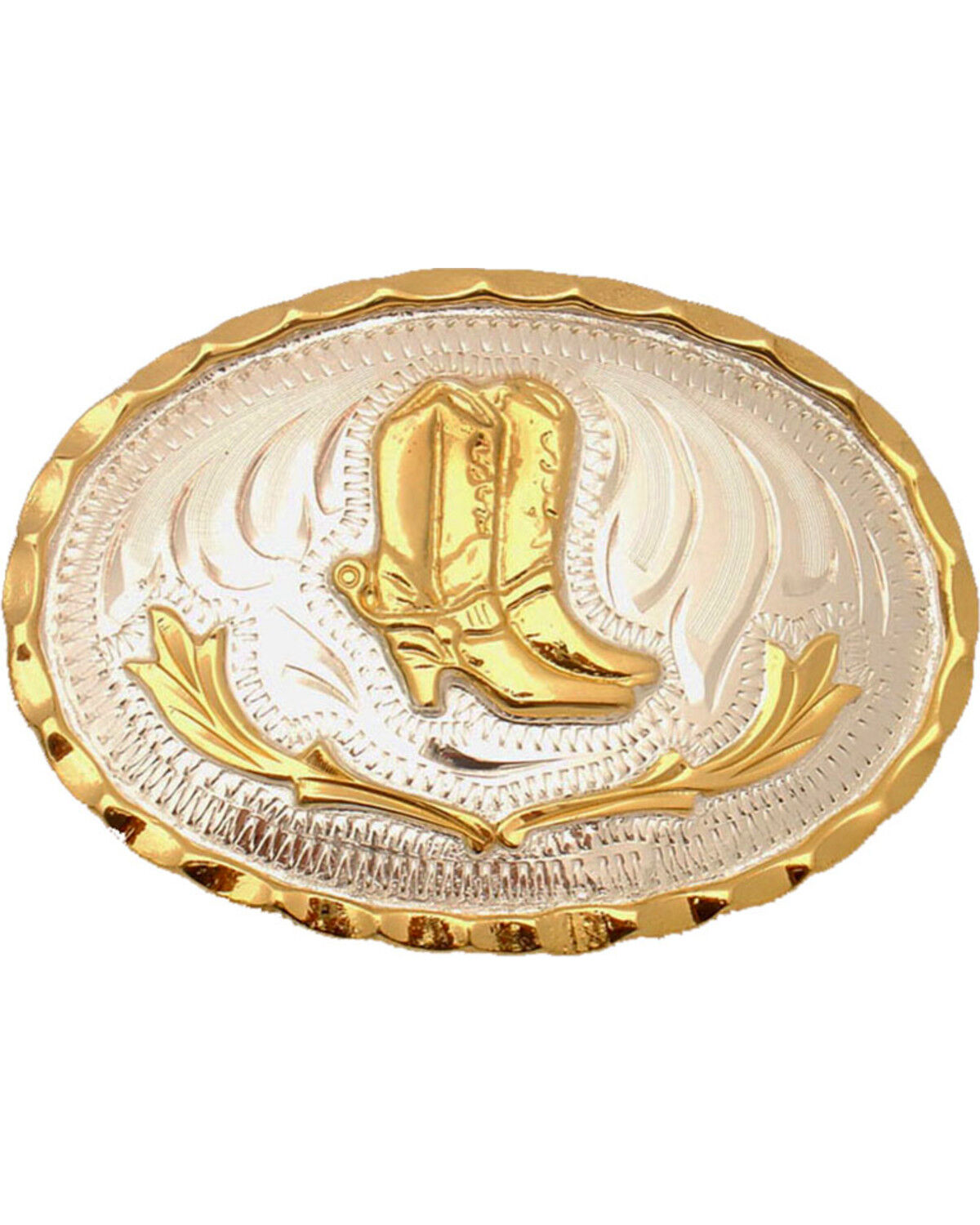 Image #1 - Western Express Men's Small German Boots Belt Buckle, Silver, hi-res