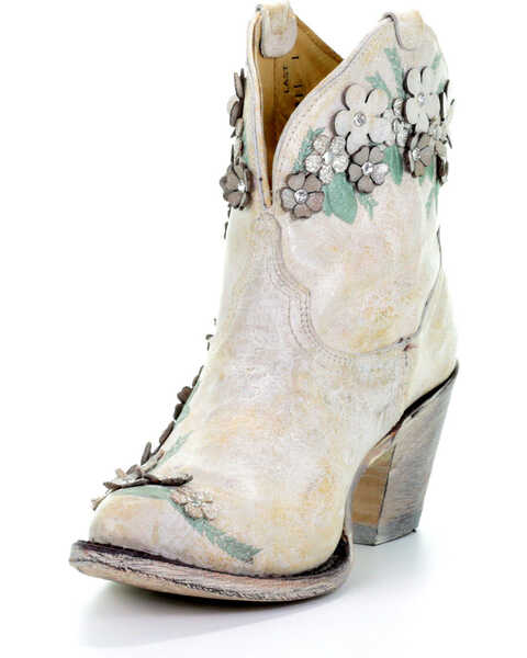 Image #11 - Corral Women's Floral Overlay Booties - Round Toe , , hi-res