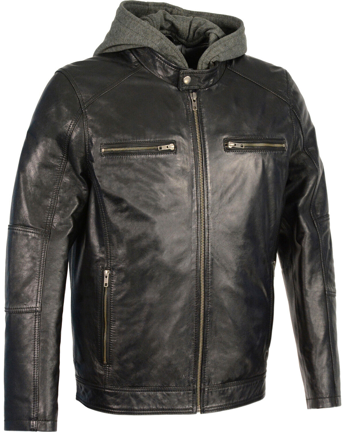 Milwaukee Leather Men's Snap Collar Moto Jacket w/ Removable Hood - Big 3X