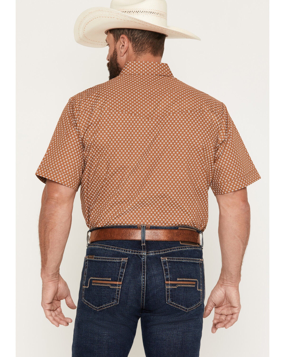 Image #4 - Ely Walker Men's Geo Print Short Sleeve Pearl Snap Western Shirt - Tall, Tan, hi-res