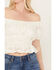 Trixxi Women's Cropped Jaquard Top, Ivory, hi-res
