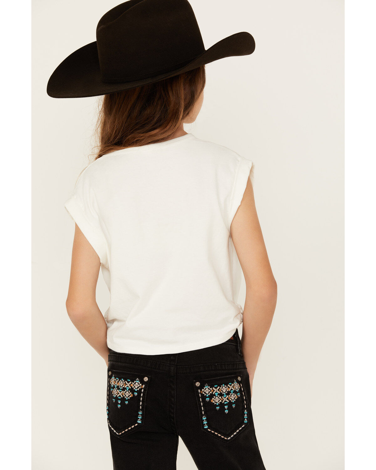 Image #4 - Saints & Hearts Girls' Howdy Tie Front Short Sleeve Graphic Tee, , hi-res