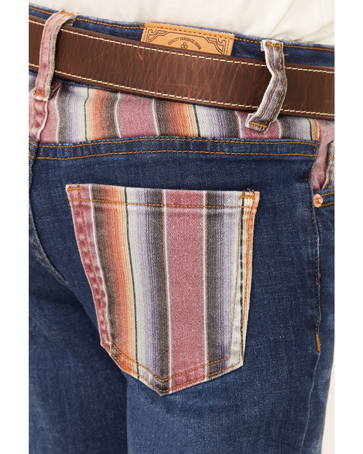 Image #4 - Ranch Dress'n Girls' Serape Pocket Stretch Regular Bootcut Jeans, Blue, hi-res