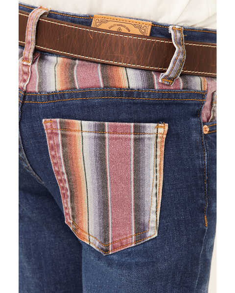 Ranch Dress'n Girls' Purple Serape Pocket Stretch Regular Bootcut Jeans , Blue, hi-res