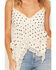 Image #3 - Wild Moss Women's Polka Dot Lace Hanky Hem Sleeveless Top, Ivory, hi-res