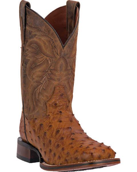Image #1 - Dan Post Alamosa Men's Alamosal Ostrich Exotic Western Boots, Saddle Tan, hi-res