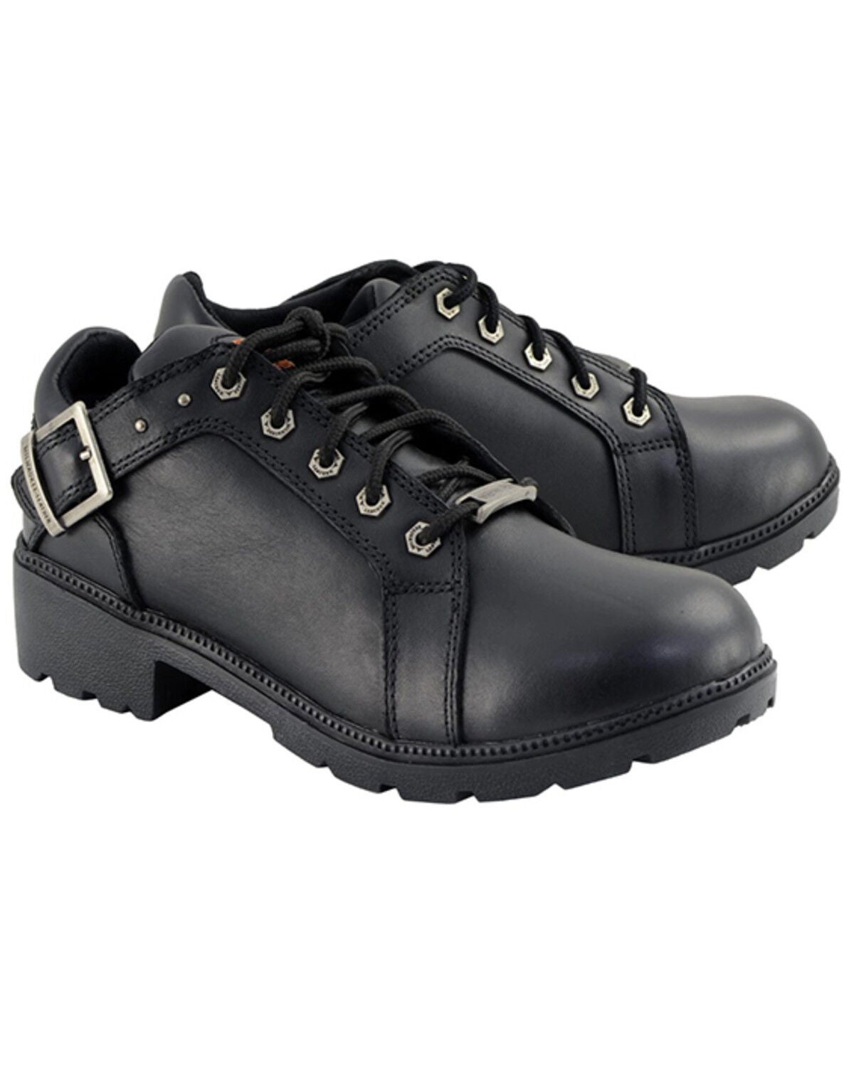 Milwaukee Leather Women's Lace-Up Motorcycle Shoes - Round Toe, Black, hi-res