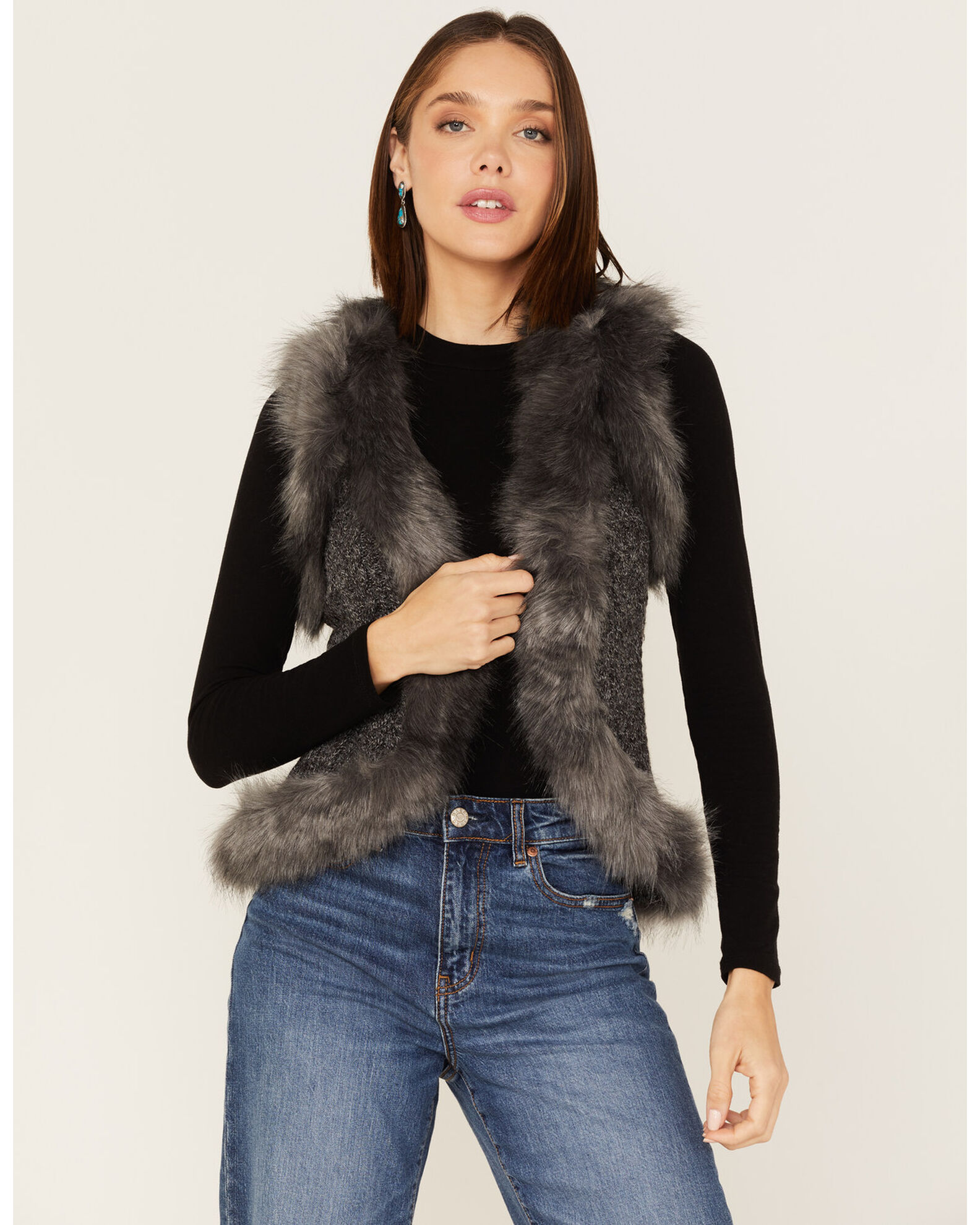 Country road faux fur vest top