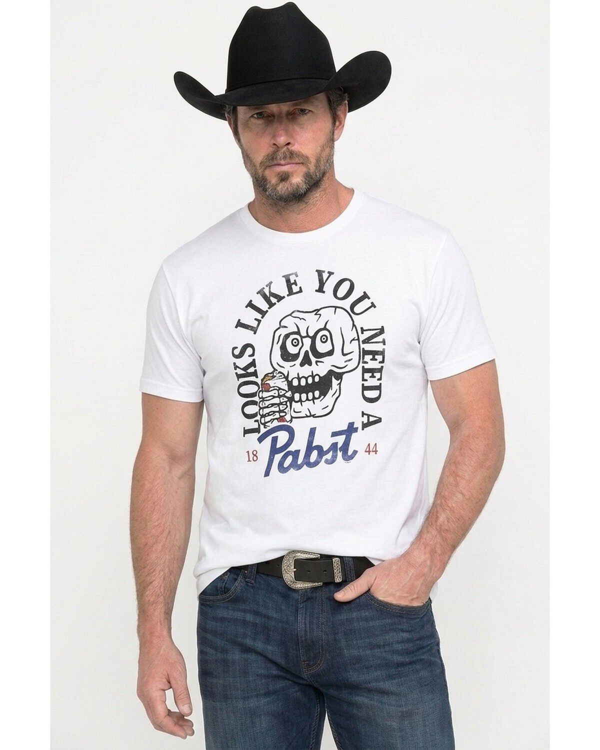 Image #1 - Pabst Men's Looks Like Pabst Short Sleeve Graphic T-Shirt, White, hi-res