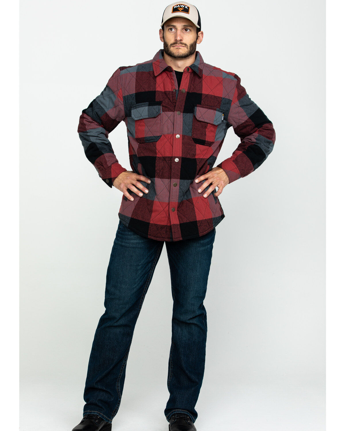 Image #6 - Hawx Men's Red Quilted Plaid Shirt Work Jacket - Big, , hi-res
