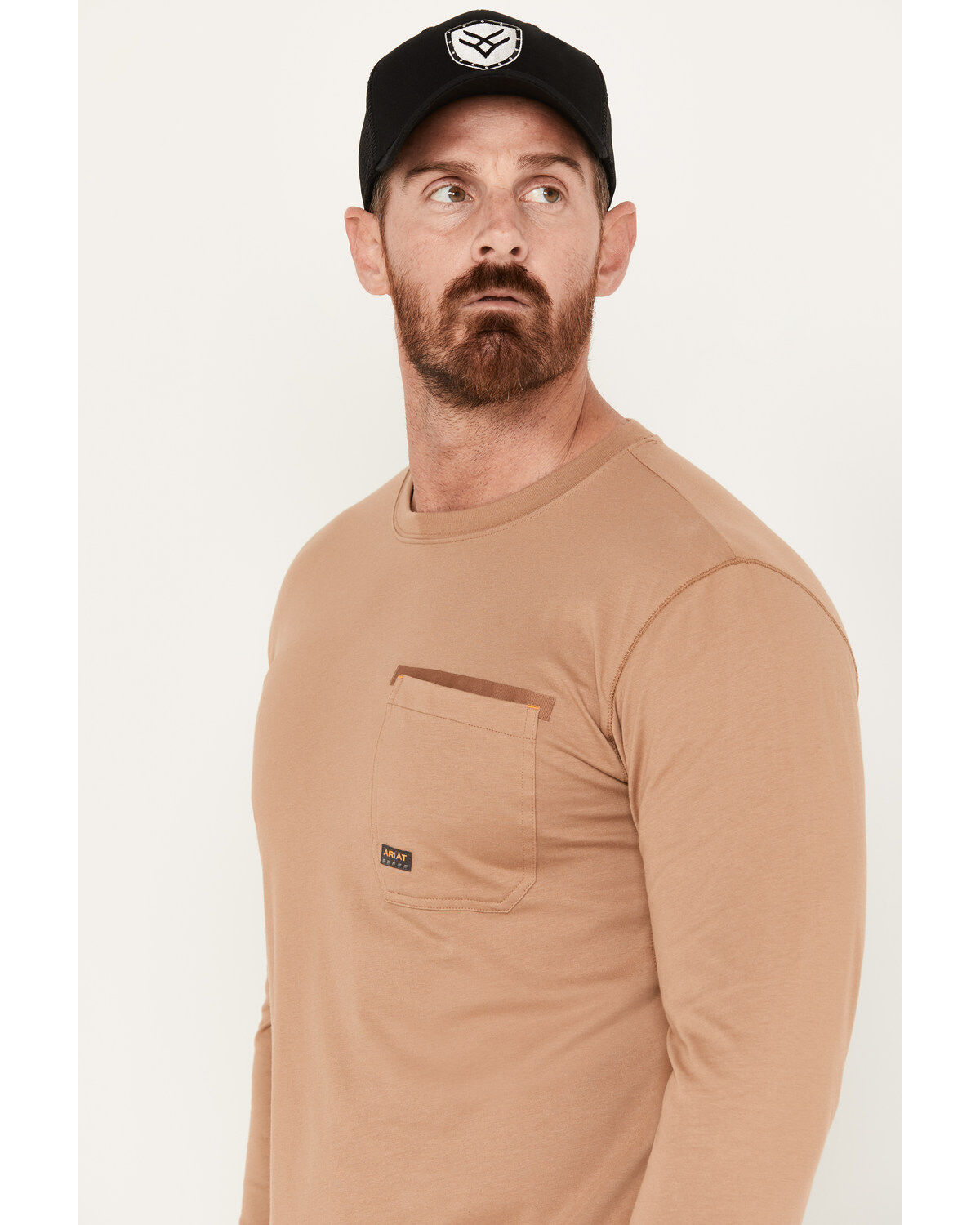 Image #2 - Ariat Men's Rebar Workman Long Sleeve Graphic Work Shirt, Beige, hi-res