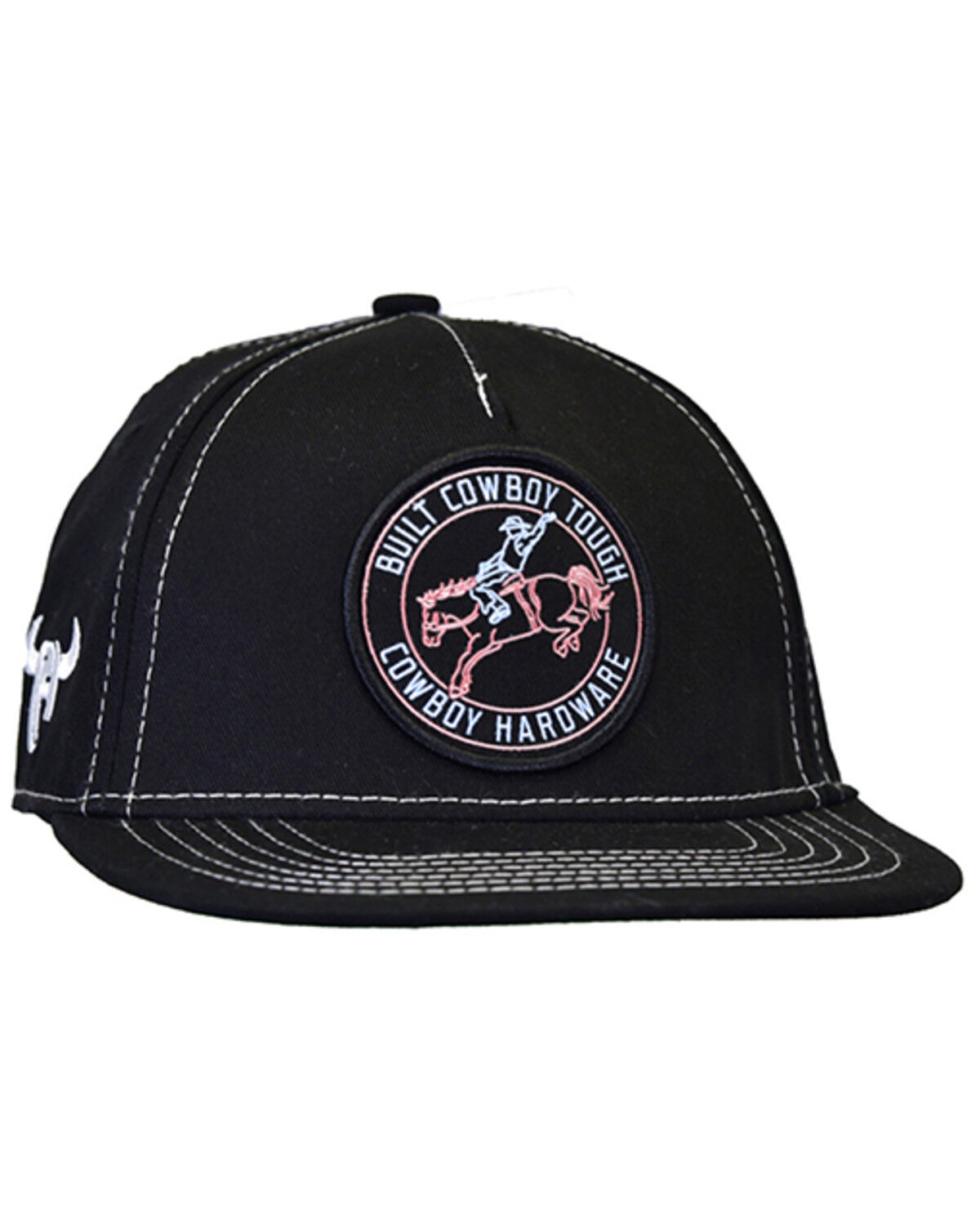Image #1 - Cowboy Hardware Boys' Built Tough Ball Cap, Black/white, hi-res