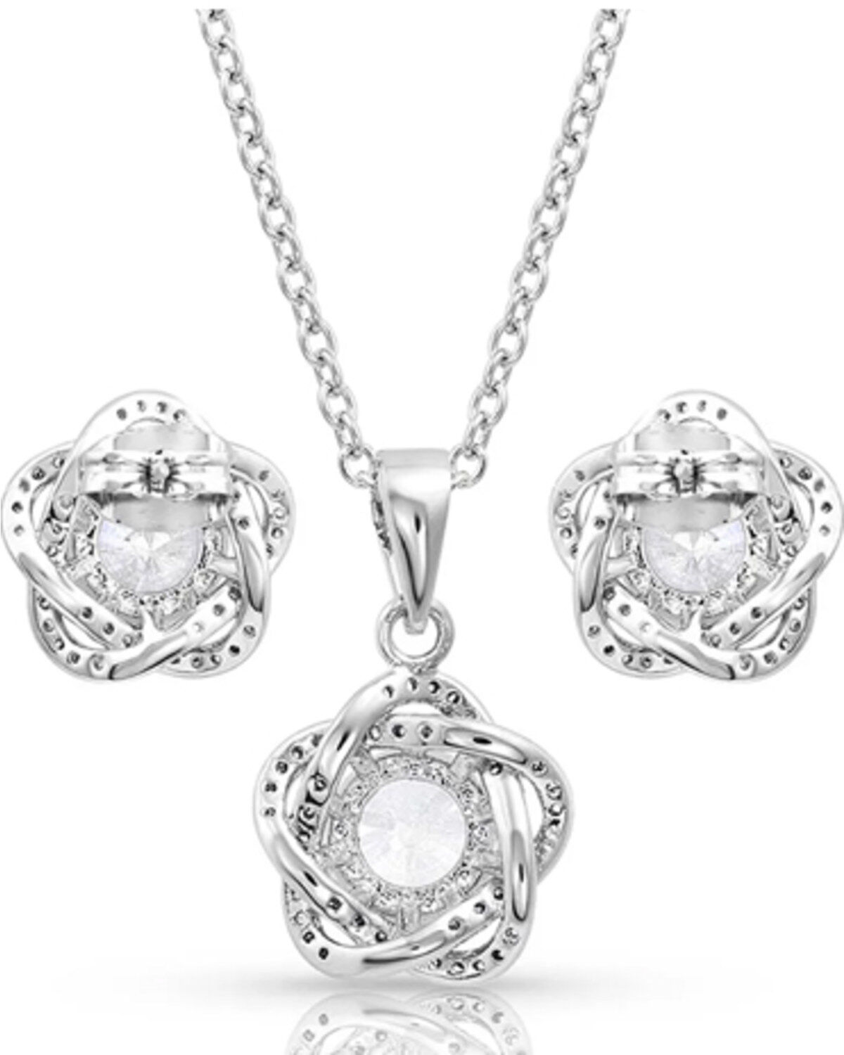 Image #2 - Montana Silversmiths Women's Starlight Flower Jewelry Set - 2 Piece, Silver, hi-res