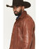 Image #2 - Scully Men's Leather Trucker Jacket, Cognac, hi-res