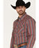 Image #2 - Rock & Roll Denim Men's Vintage 46 Serape Stripe Long Sleeve Snap Shirt, Red, hi-res