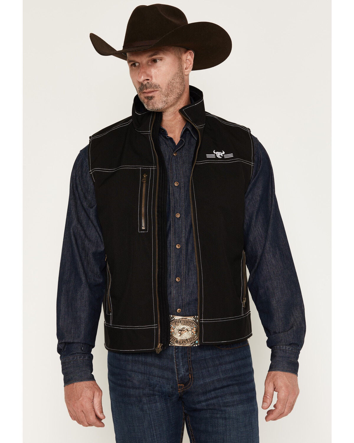 Cowboy Hardware Men's Fence Tech Woodsman Vest, Black, hi-res