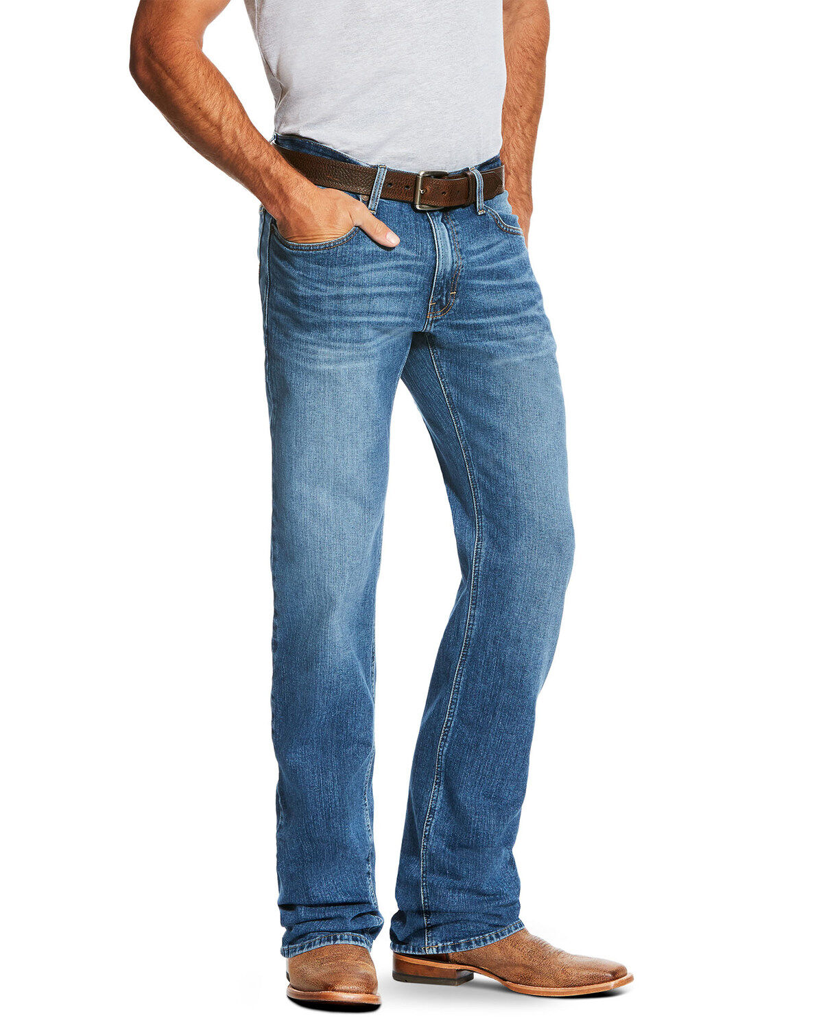 Image #2 - Ariat Men's M2 Relaxed Stretch Legacy Bootcut Stretch Denim Jeans - Big, Blue, hi-res