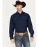 Image #1 - Wrangler Men's Solid Performance Long Sleeve Button Down Shirt, Navy, hi-res