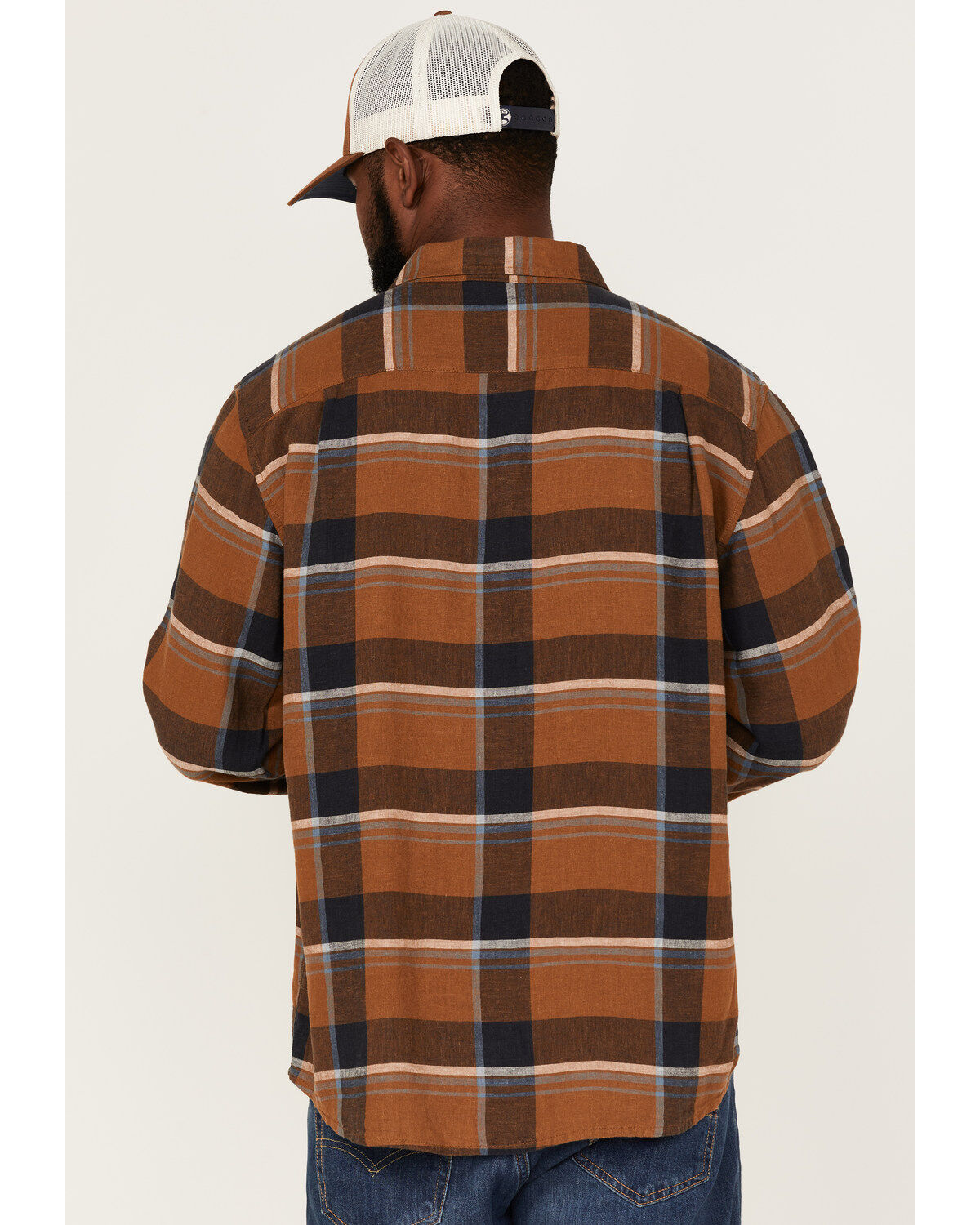 Image #4 - Pendleton Men's Linen Large Plaid Long Sleeve Button Down Western Shirt, Brown, hi-res