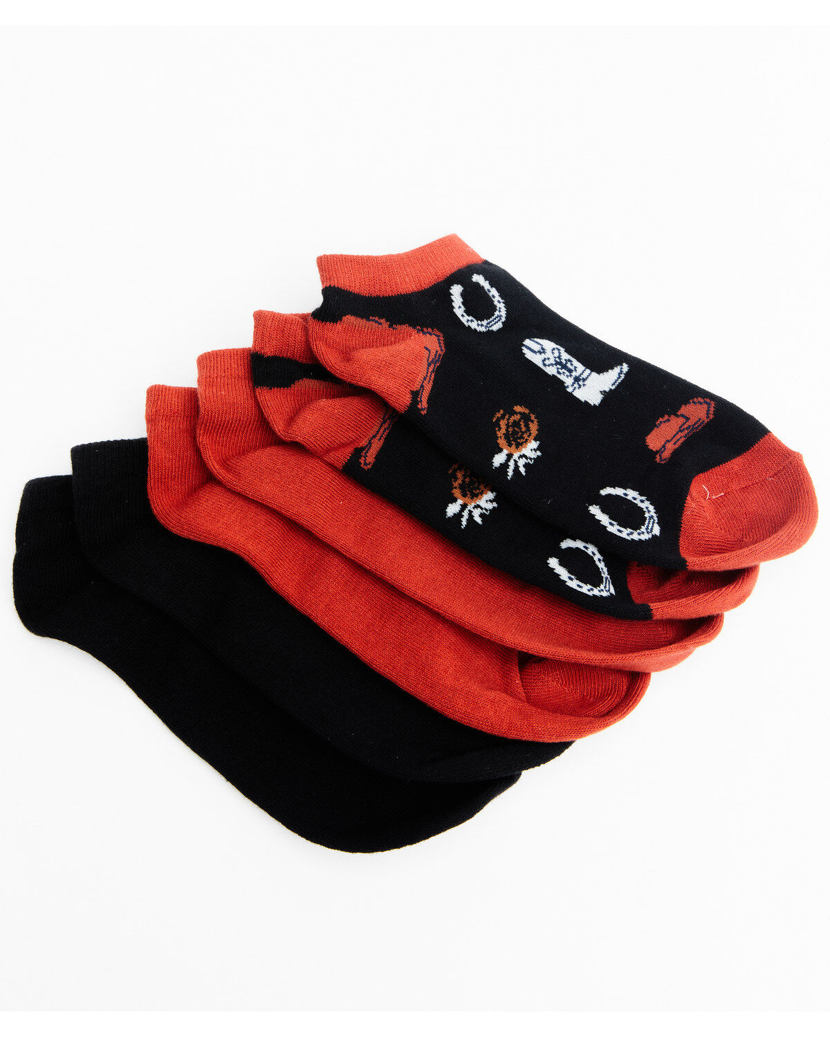 Image #1 - Shyanne Women's Cowgirl Gear No-Show 3-Pack Socks, Red, hi-res