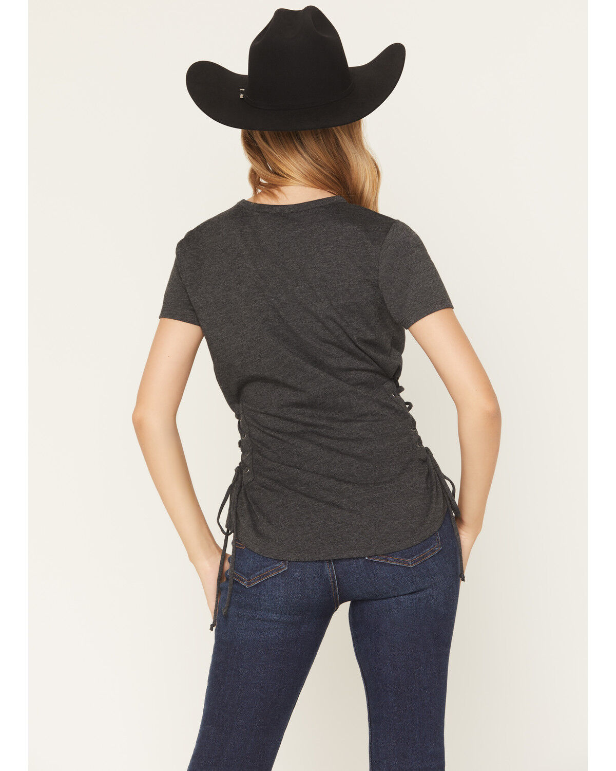 Image #4 - Blended Women's Bull Skull Short Sleeve Graphic Tee, Charcoal, hi-res