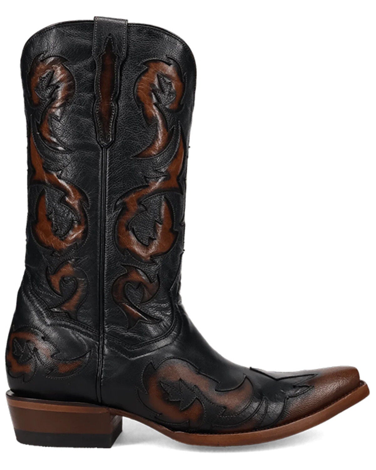 Image #2 - Dan Post Men's Tularosa Inlay Tall Western Boots - Snip Toe, Black, hi-res