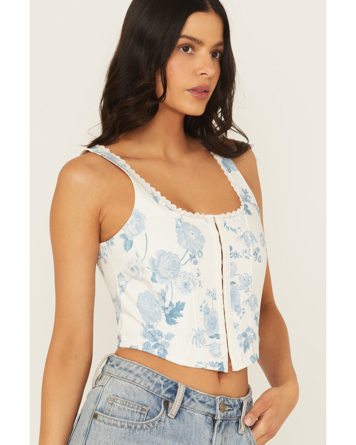 Image #2 - Shyanne Women's Floral Corset Top, White, hi-res