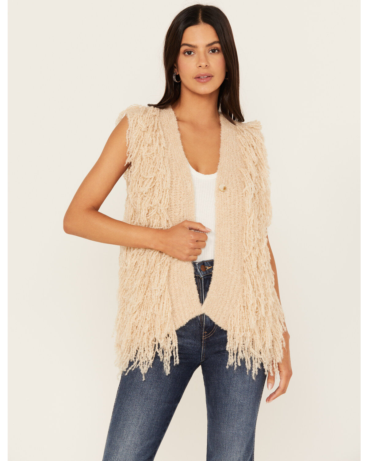 Image #1 - Mystree Women's Knit Fringe Sweater Vest, , hi-res