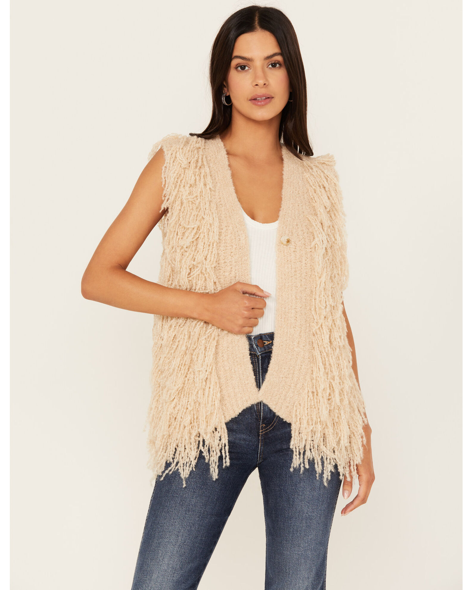 Mystree Women's Knit Fringe Sweater Vest