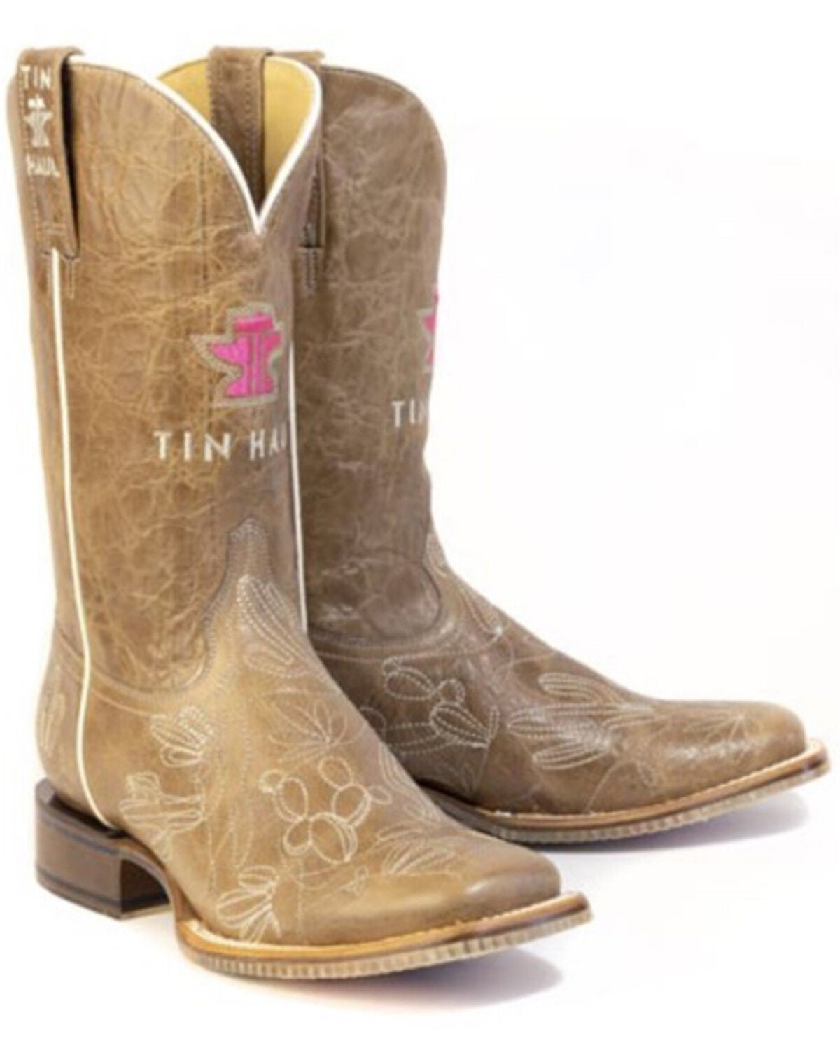 Tin Haul Women's Cacatillow Western Boots - Broad Square Toe, Tan, hi-res