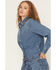 Image #2 - Wrangler Women's Medium Wash Peplum Long Sleeve Snap Denim Shirt, Medium Wash, hi-res