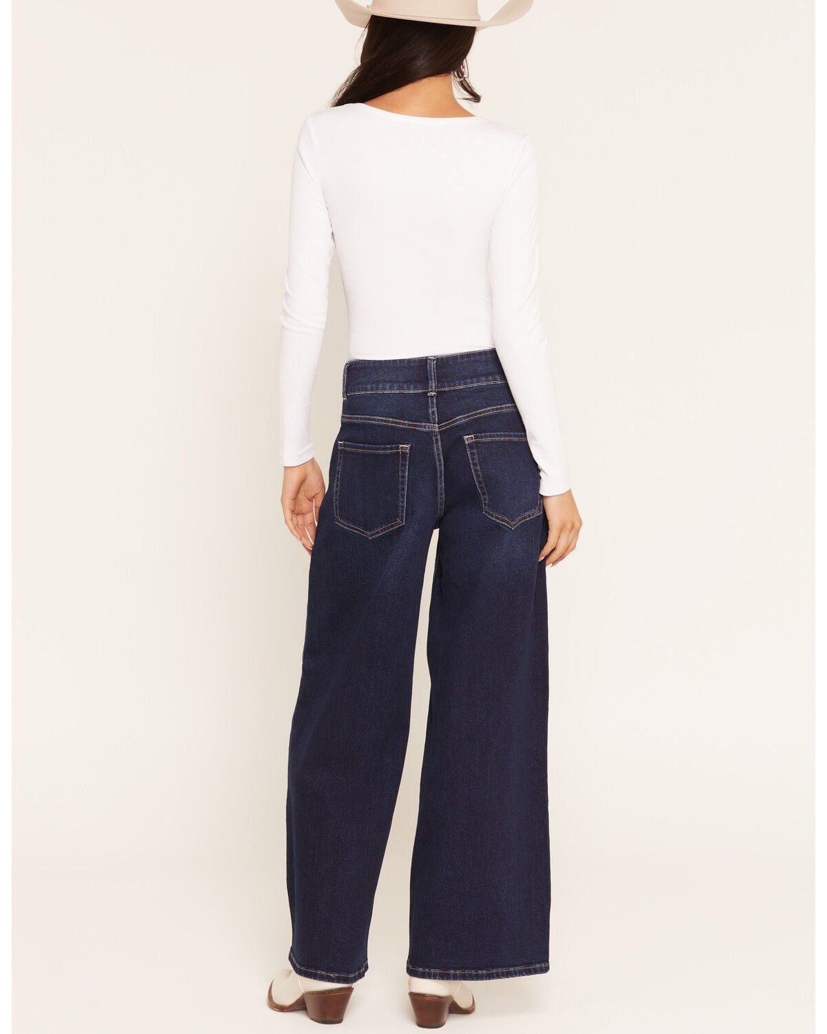 Image #3 - Rodeo Quincy X Boot Barn Women's Not Our First Rodeo Dark Wash High Rise Wide Leg Stretch Denim Jeans, Dark Wash, hi-res