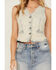 Image #3 - Veveret Women's Acid Wash Rhinestone Vest, , hi-res