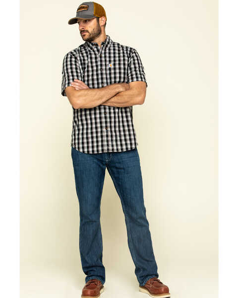 Image #6 - Carhartt Men's Black Essential Plaid Button Down Short Sleeve Work Shirt , , hi-res